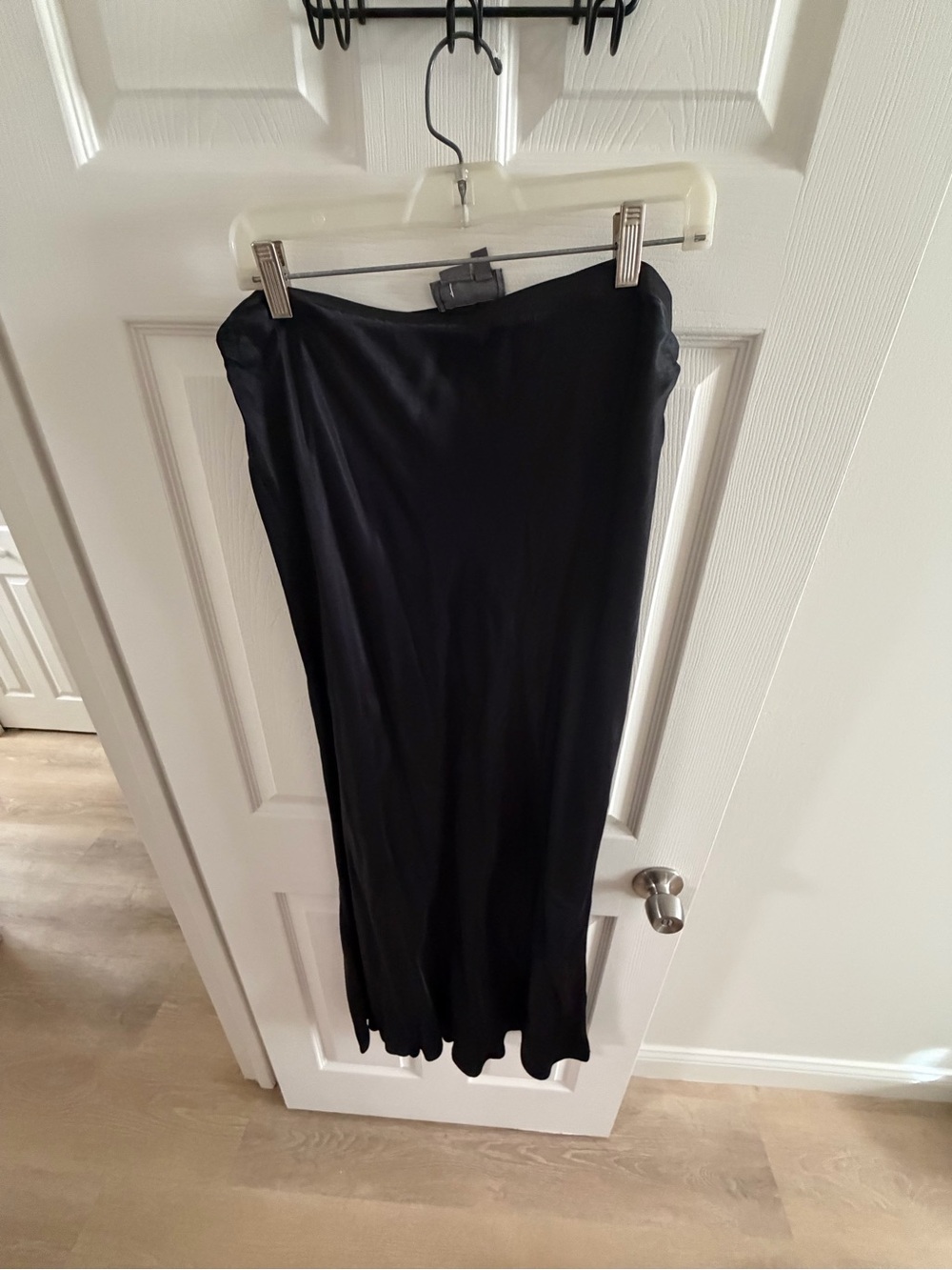 Anthropologie Black Satin Maxi Slip Skirt